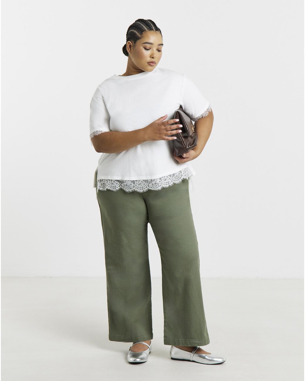 Simply Be White Lace Insert Back Tee