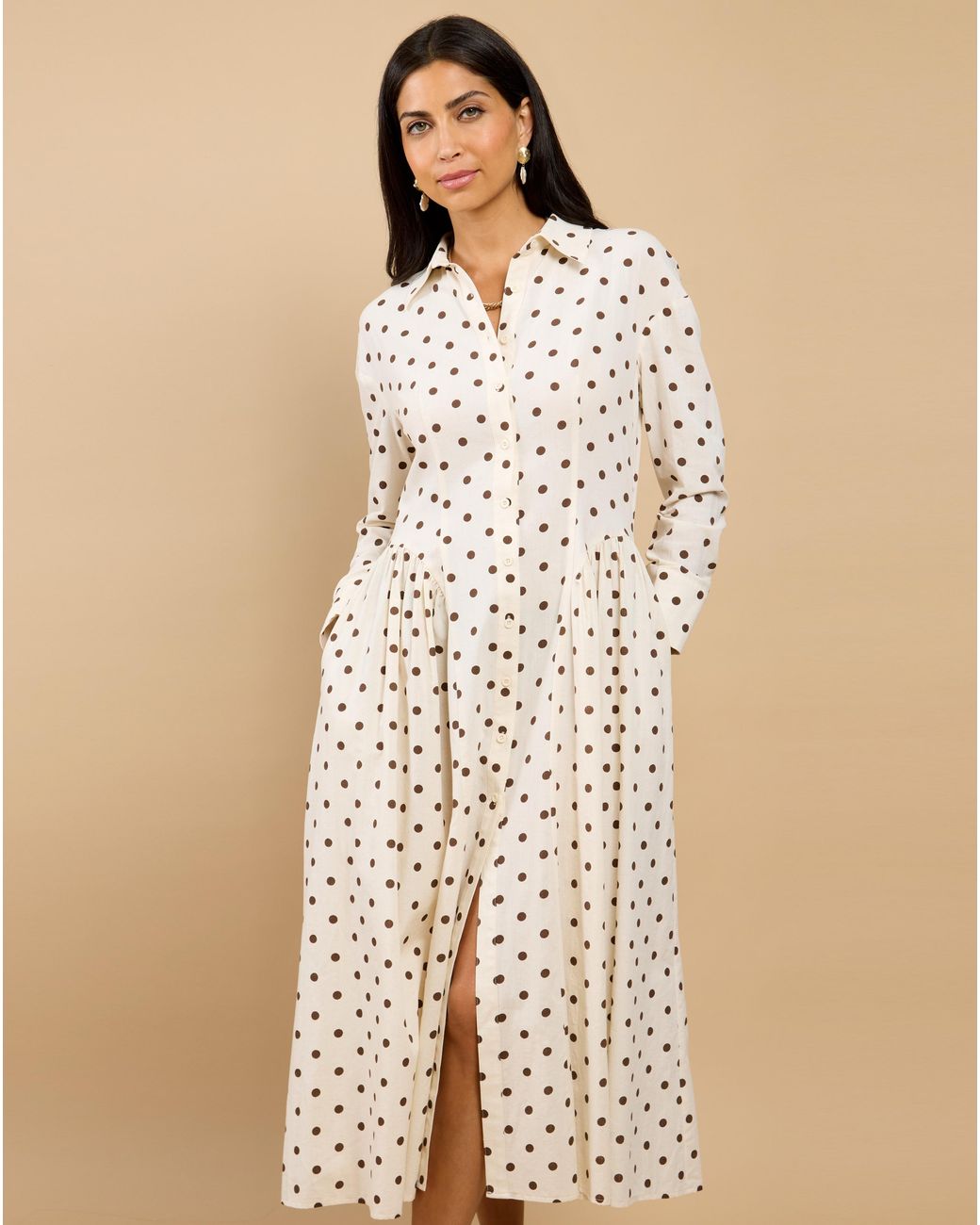 Little Mistress Natural Lm Polka Dot Midaxi