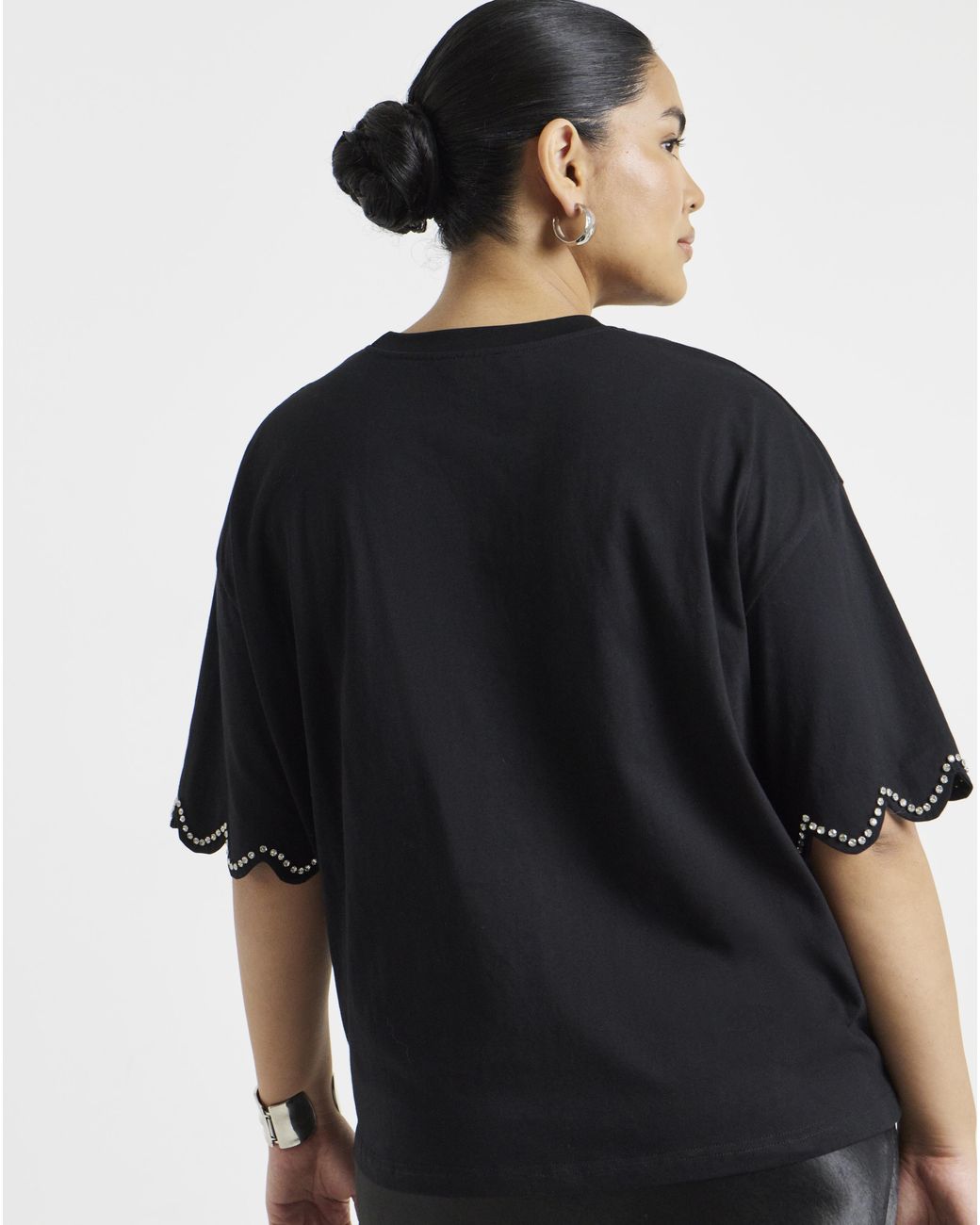 Simply Be Black Scallop Embellished Hem