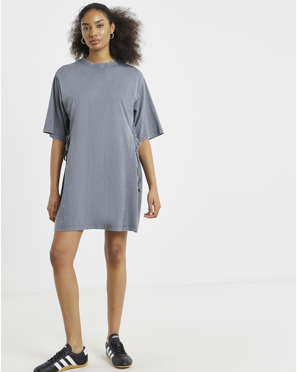 Simply Be Blue Acid Wash Cinched T-Shirt Dress