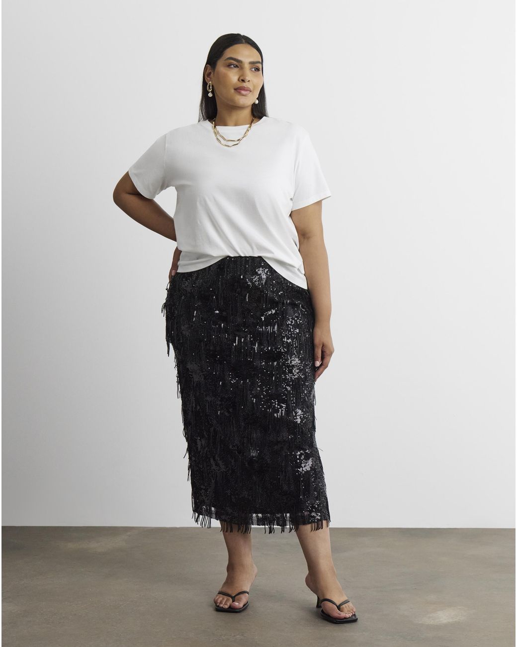 Joanna Hope Black Tassle Midi Skirt