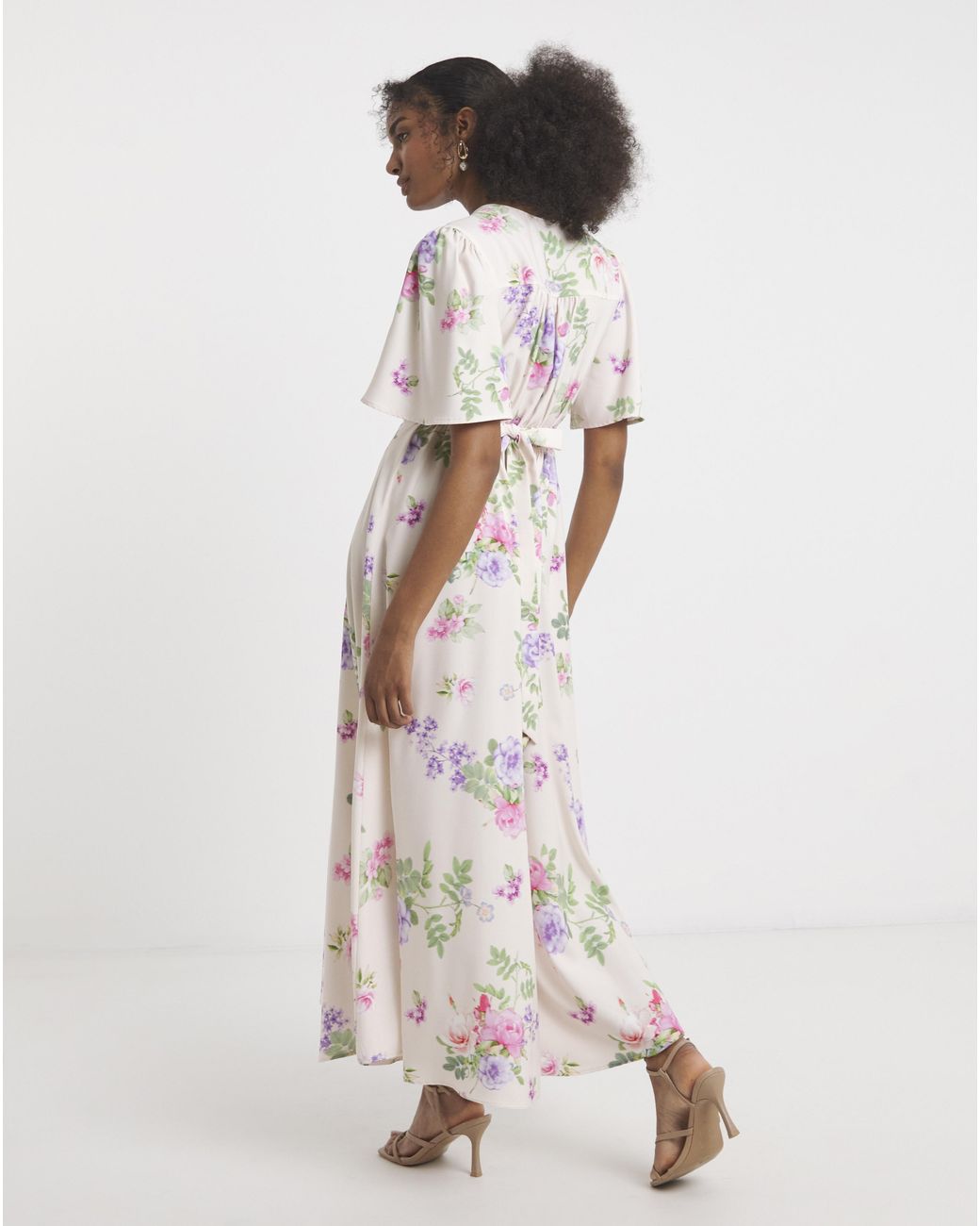 Flounce London White Floral Maxi Dress