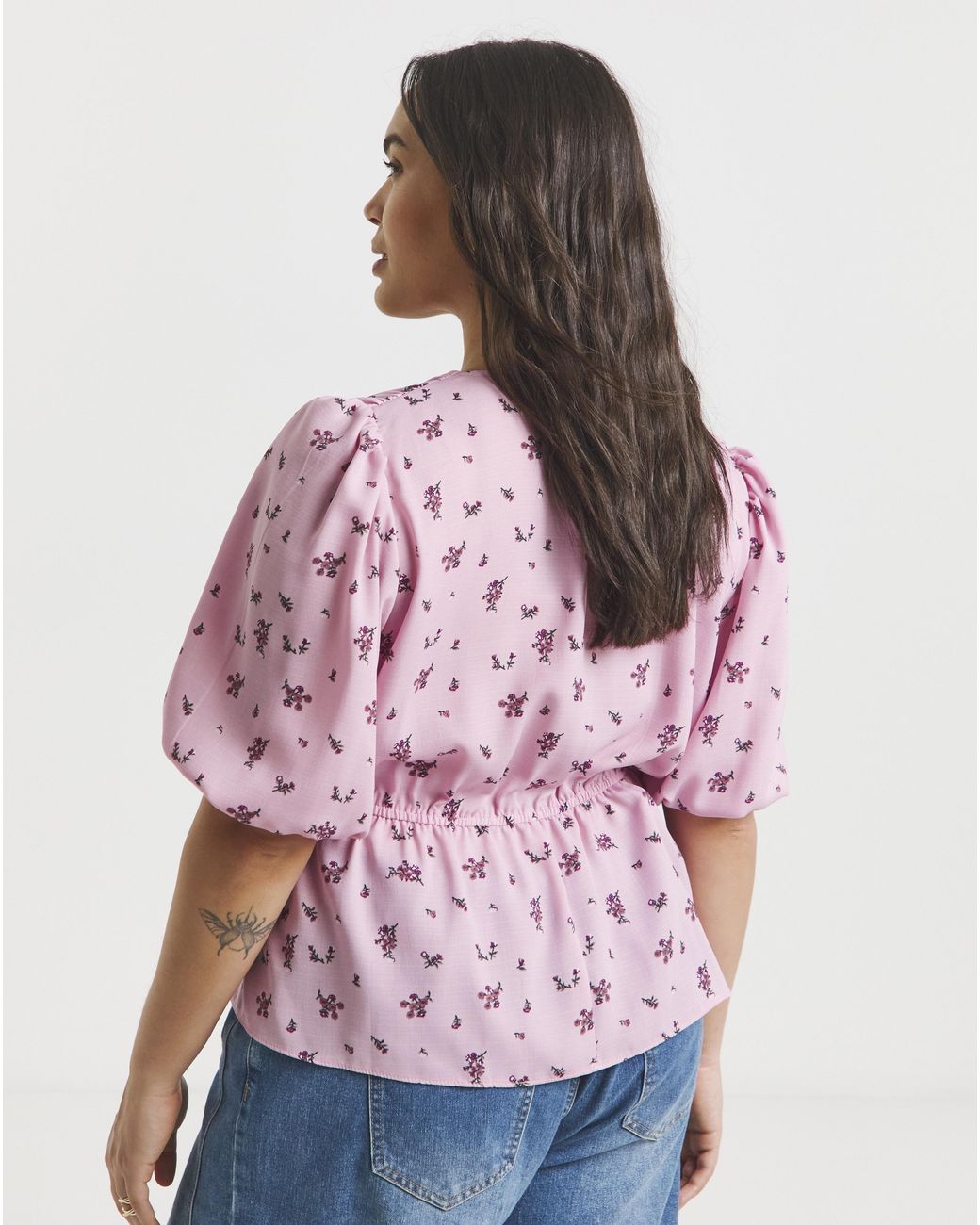 Simply Be Pink Button Through Peplum Blouse