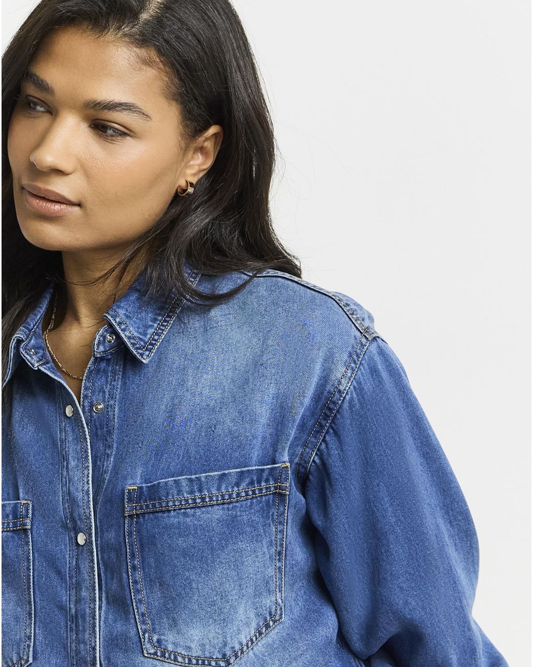 Simply Be Blue Mid Ultimate Denim Shirt
