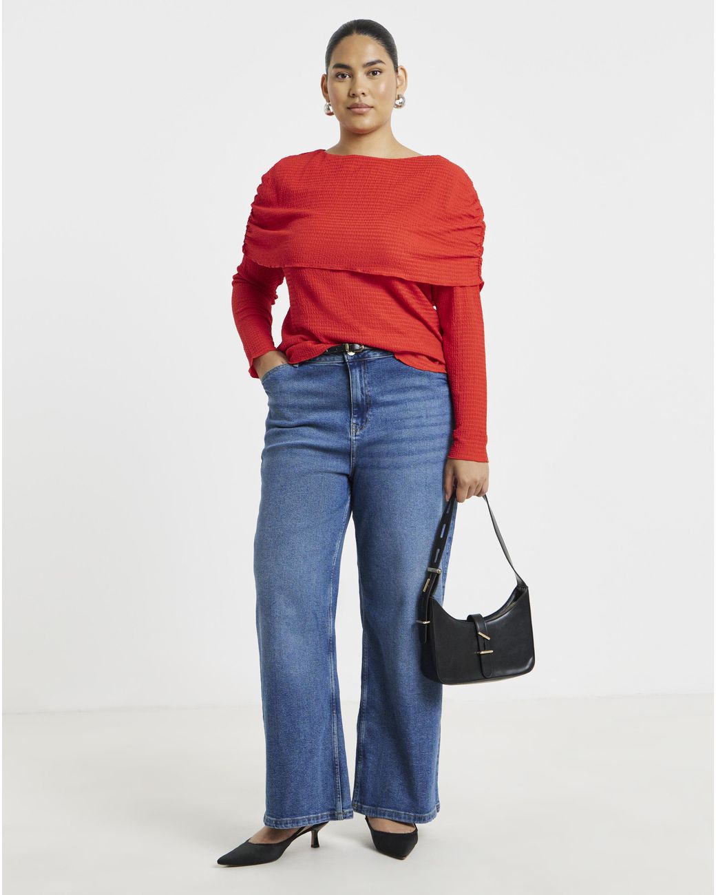 Simply Be Textured Slash Neck Top
