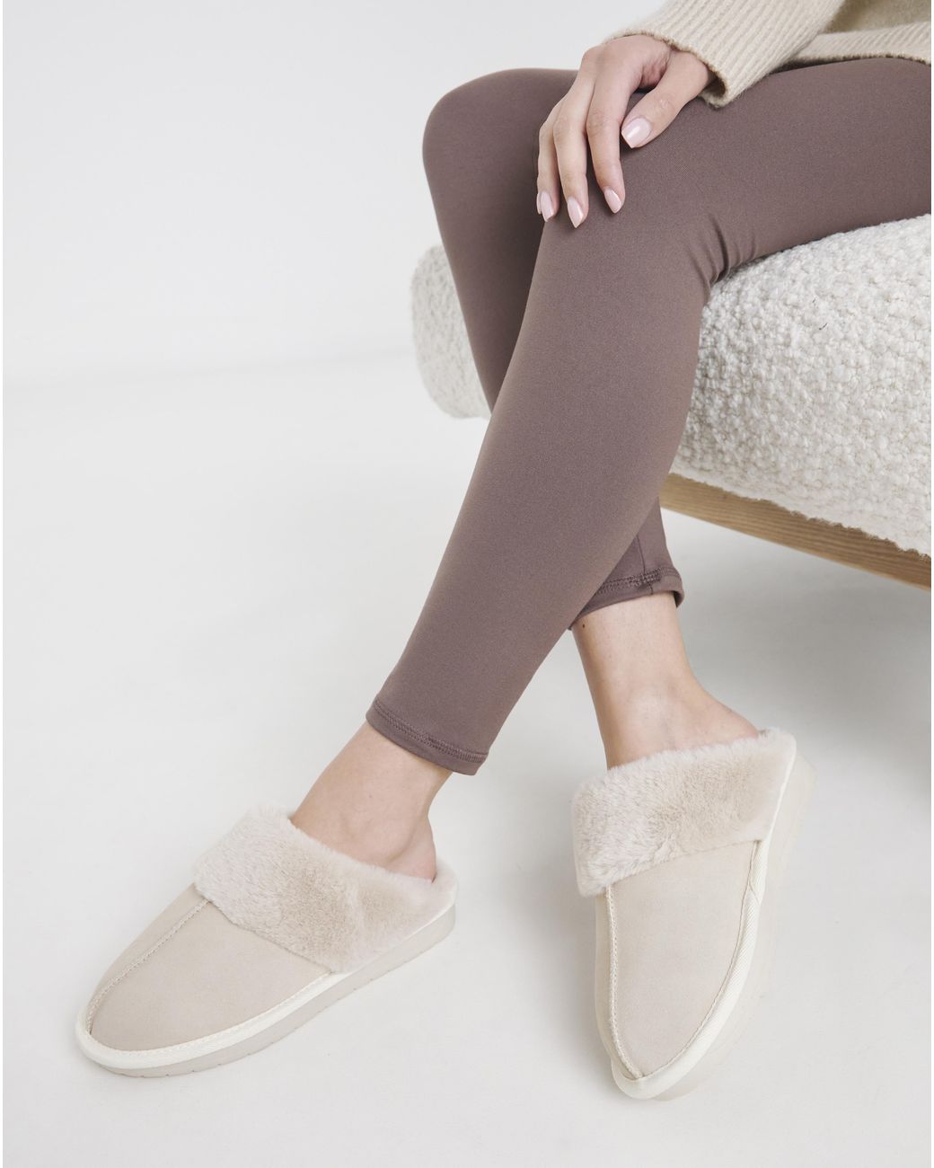 Simply Be Multicolor Faux Fur Lined Suede Mule Slipper Wide