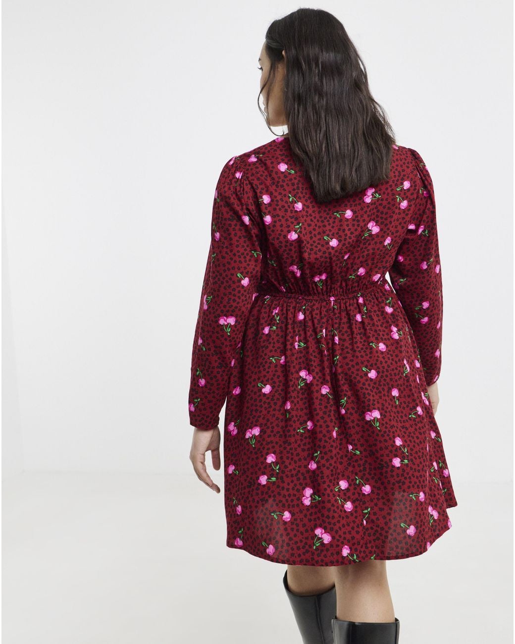 Simply Be Red Historic Detail Skater Dress