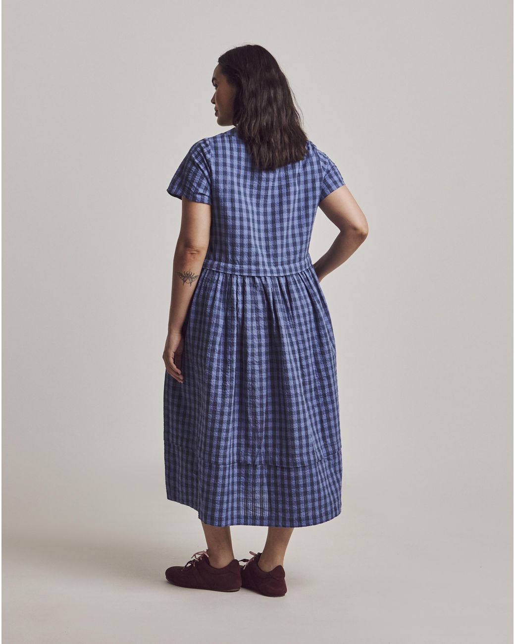 Julipa Blue Gathered Neck Midi Dress