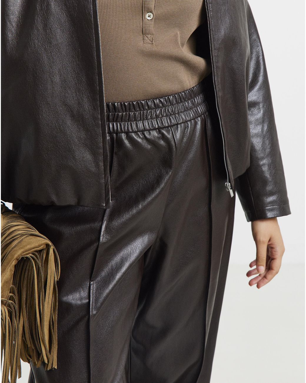 Simply Be Black Pu Balloon Trouser