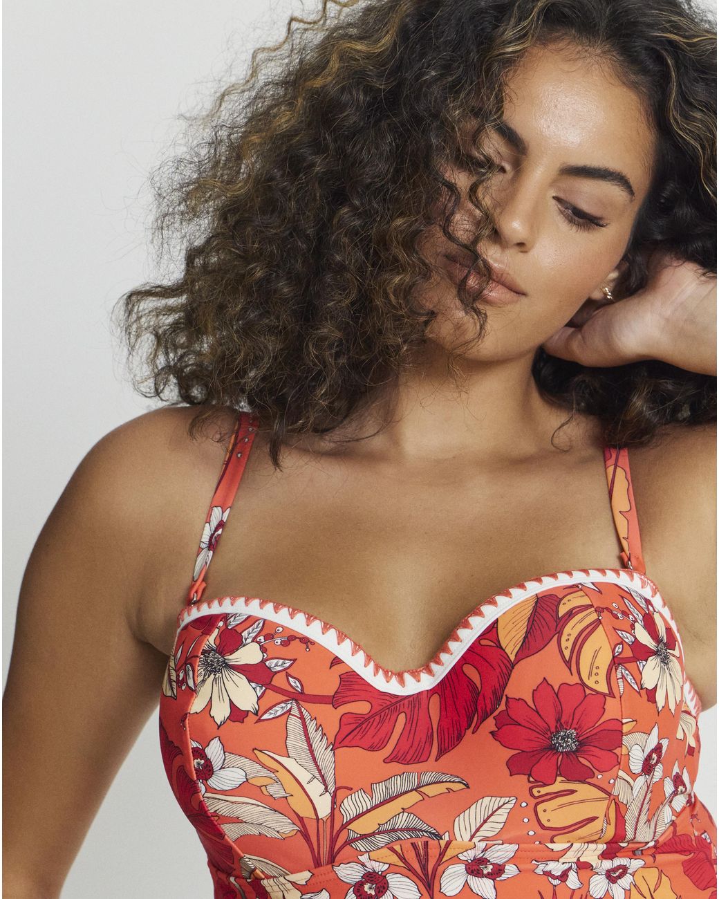 Figleaves Red Frida Bandeau Swimsuit Regular