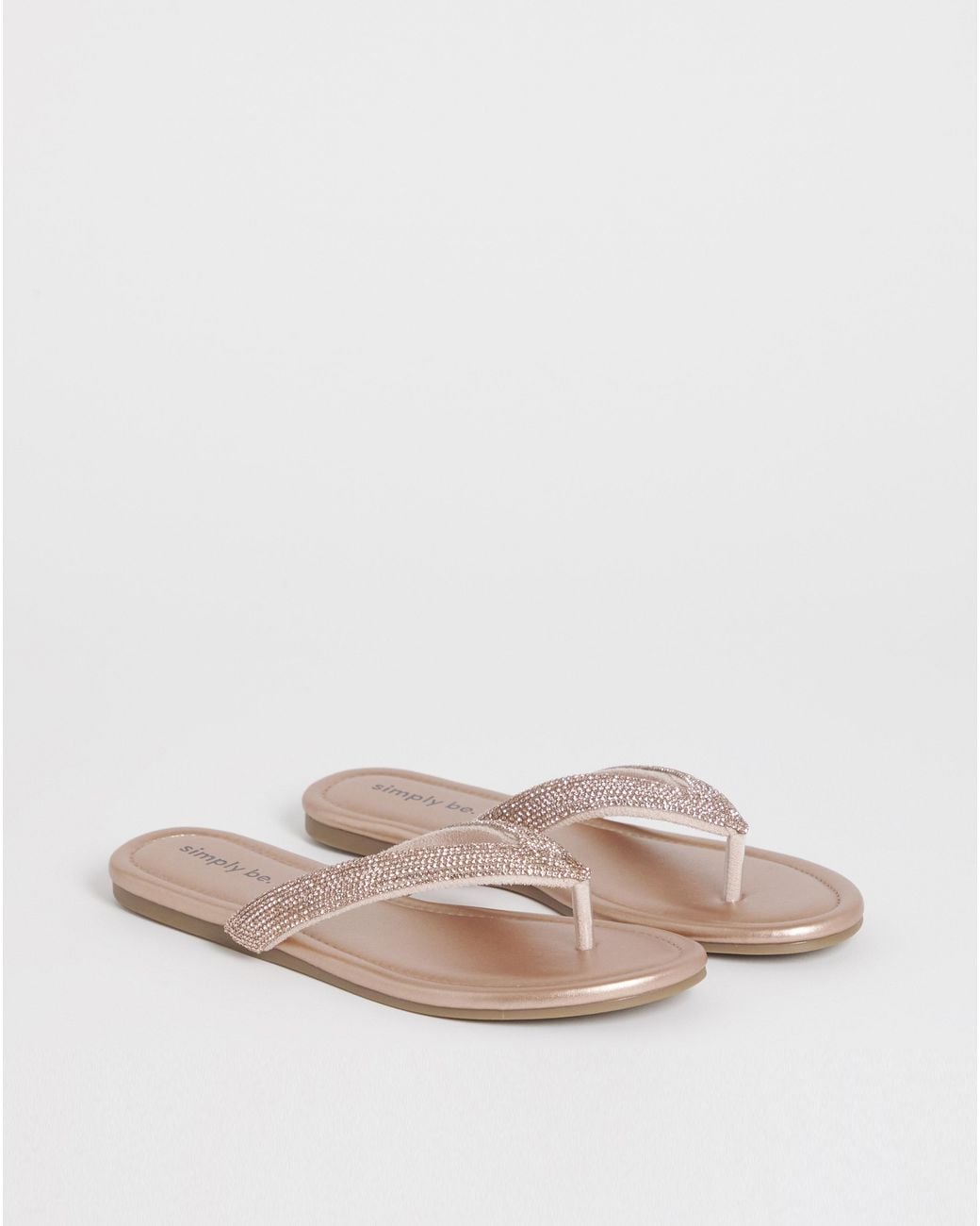 Simply Be Natural Flat Toe Post Sandals Wide Fit