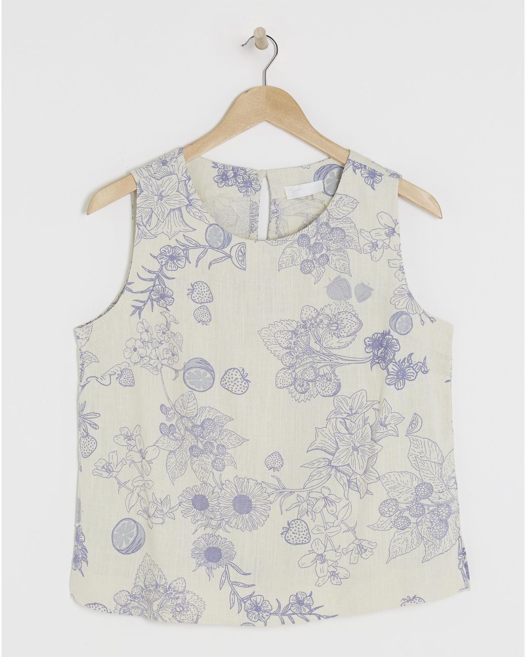 Simply Be White Floral Linen Blend Vest Top