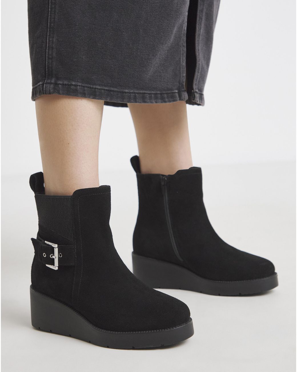 Simply Be Black Wedge Chelsea Boots Wide