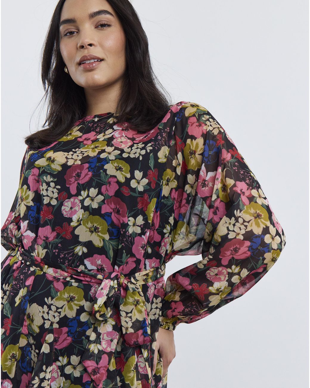 Simply Be Brown Floral Skater Dress