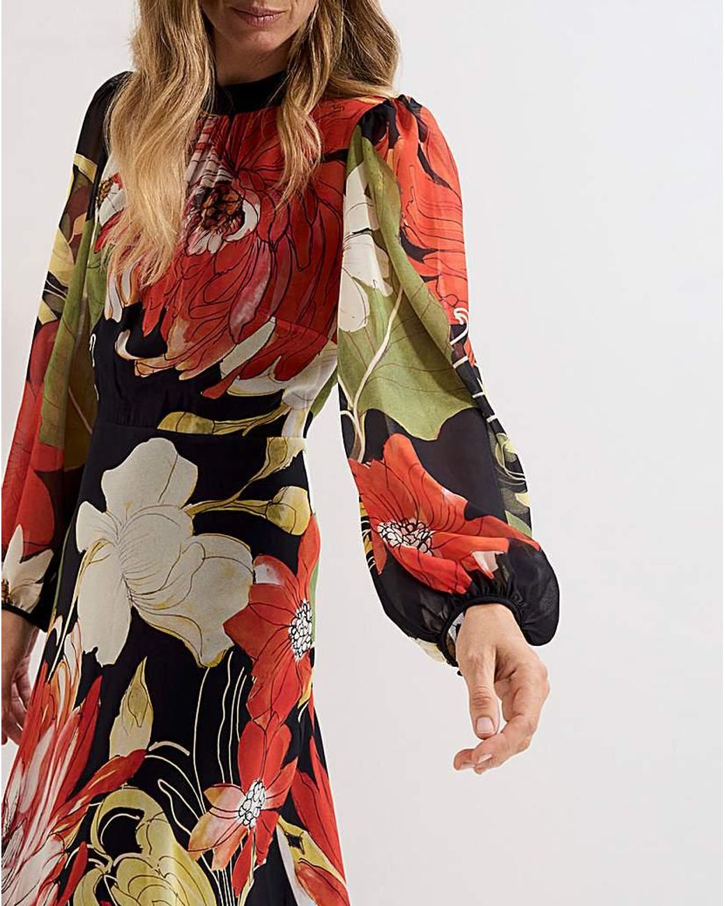 Phase Eight Red Eve Floral Printed Dress