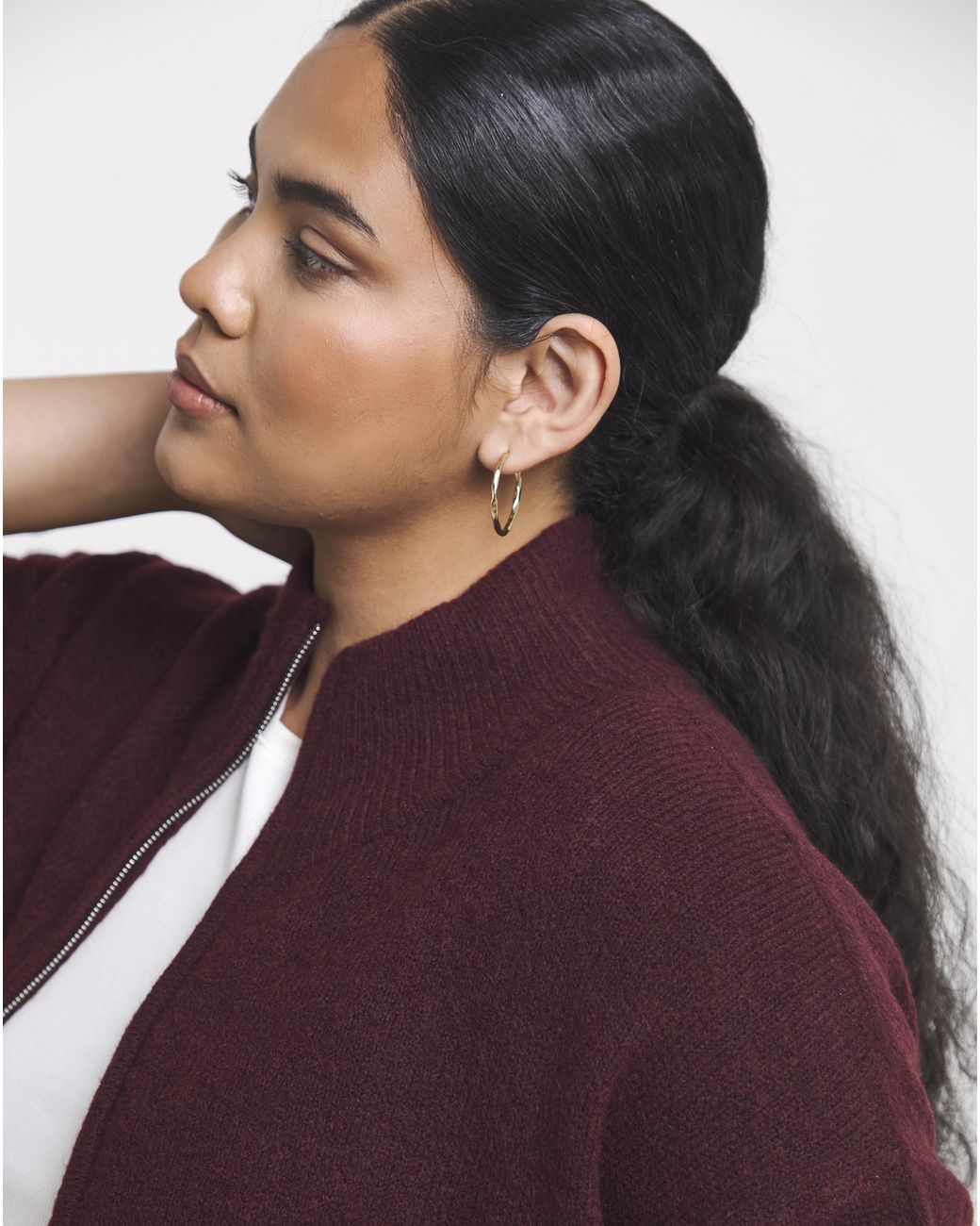 Simply Be Red Zip Through Funnel Neck
