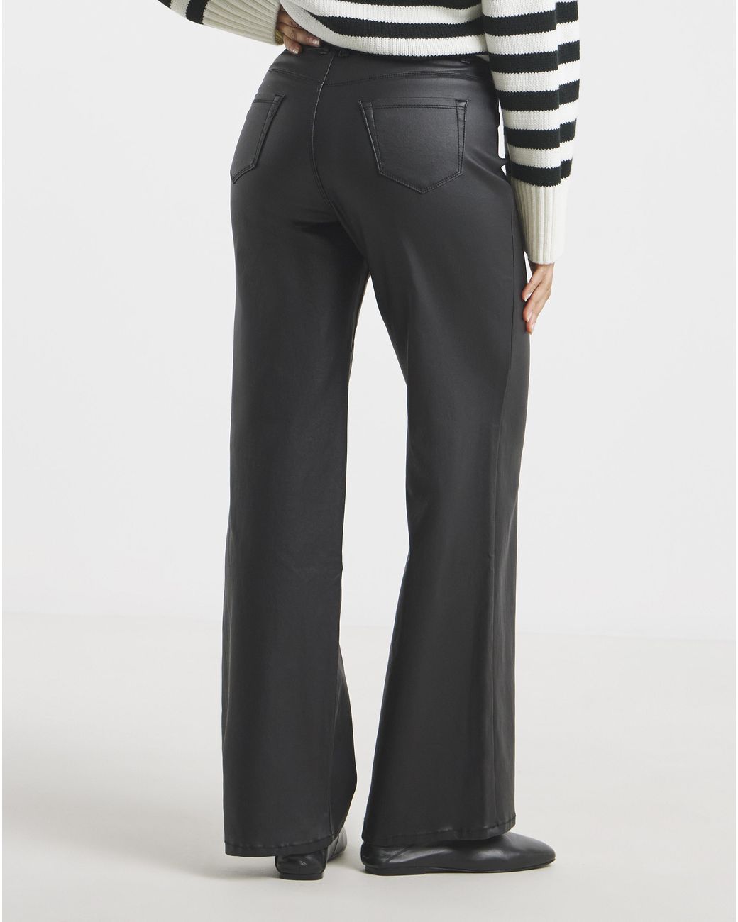 Simply Be White Coated Wide Leg Jeggings