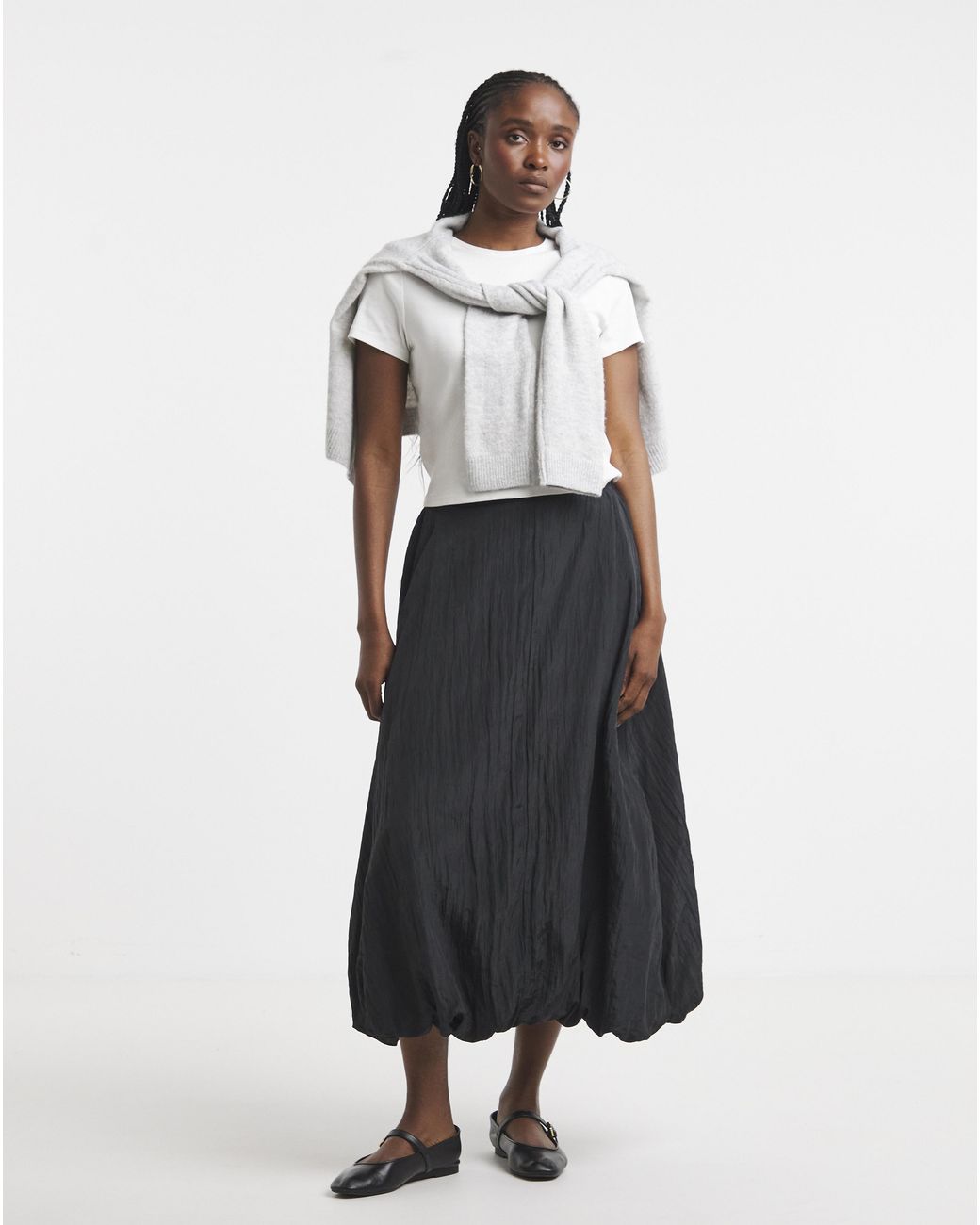 Simply Be White Bubble Hem Midaxi Skirt