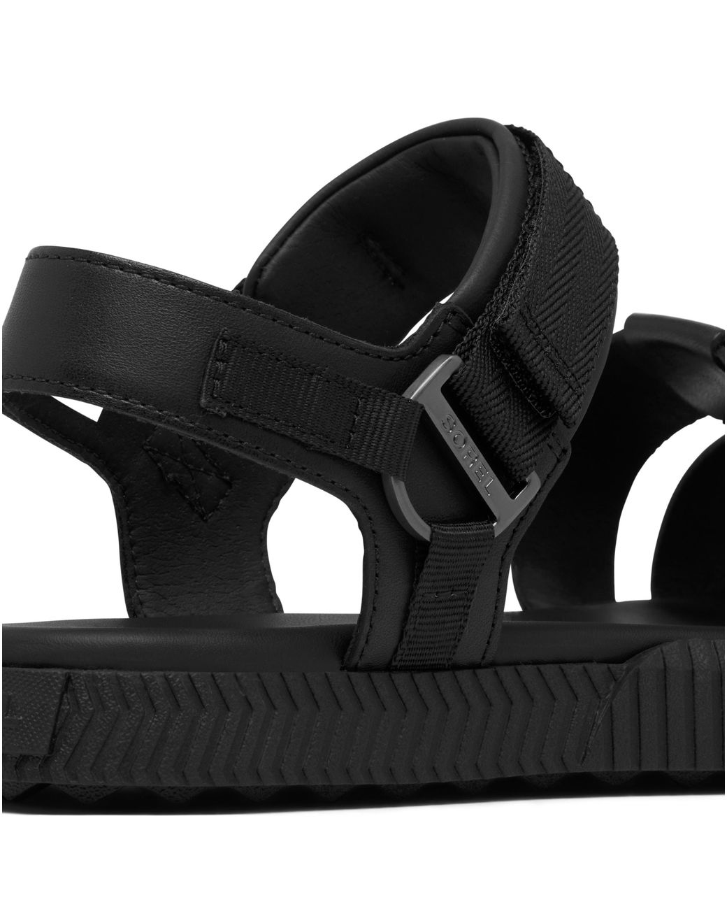 Sorel Black Ona Ave Ankle Strap Flat Sandal