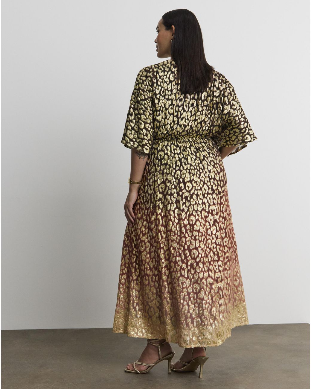 Joanna Hope Brown Metallic Animal Dress