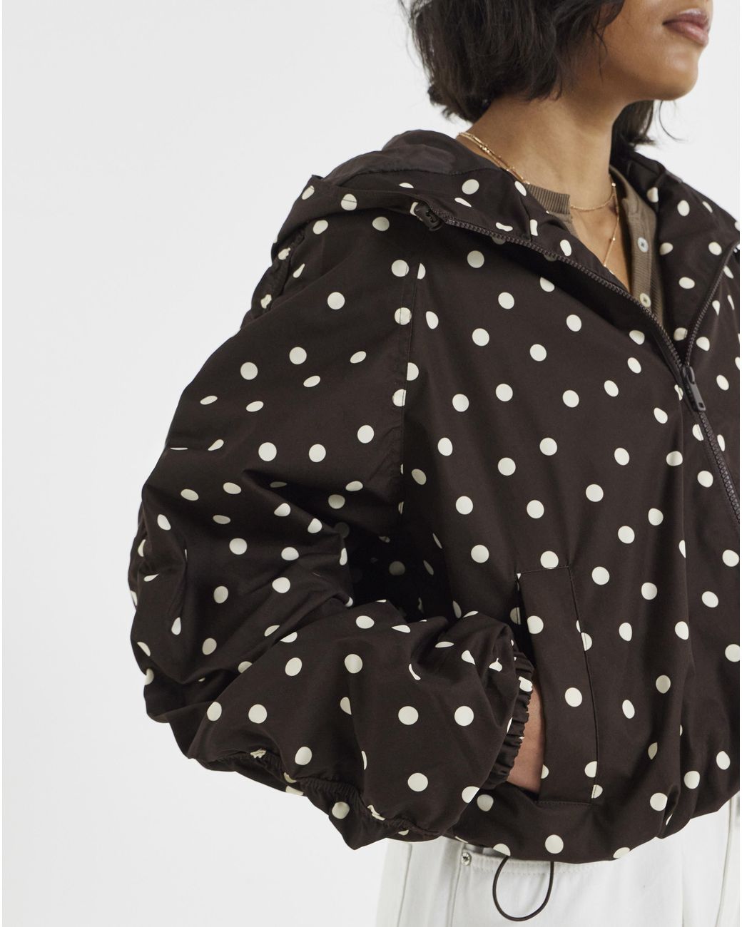 Simply Be Black Polka Dot Hooded Wind Breaker