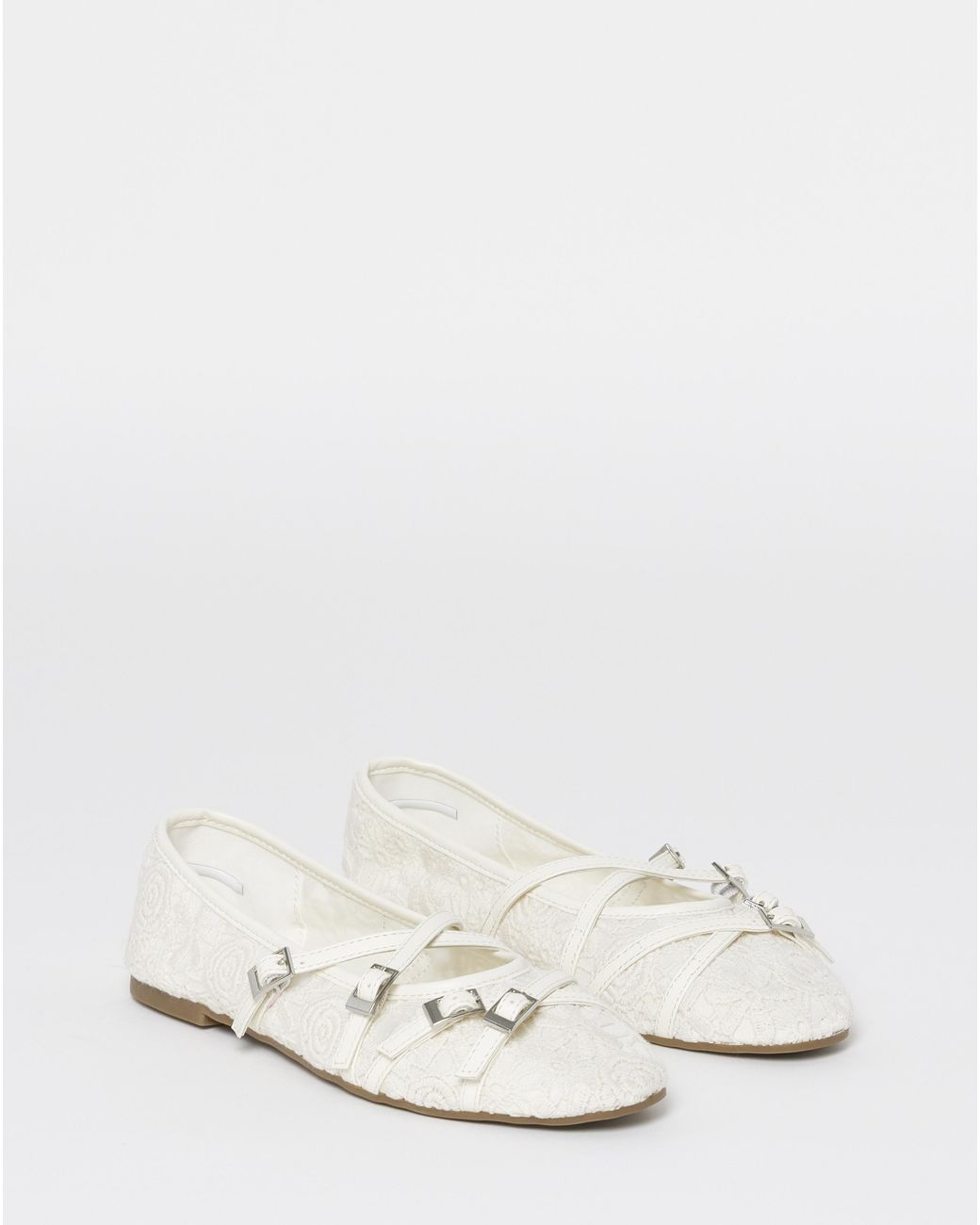 Simply Be Blue Multi Buckle Ballerinas Extra Wide Fit