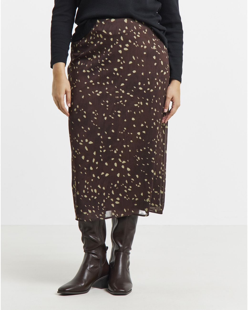 Simply Be Multicolor Deer Print Chiffon Maxi Skirt