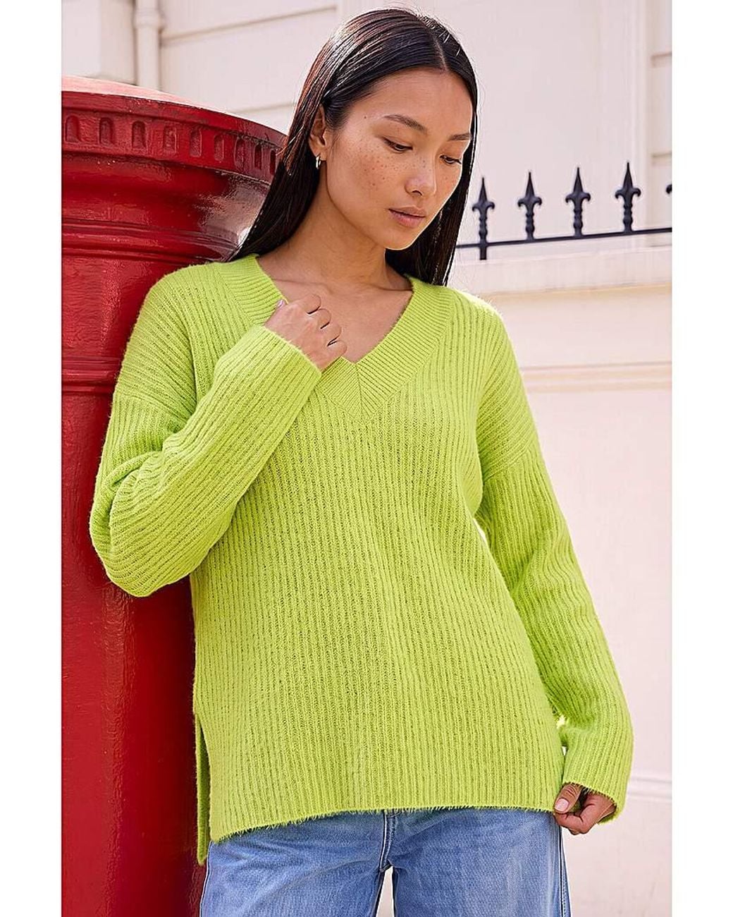 Roman Green Roman V-Neck Fluffy Knit Jumper