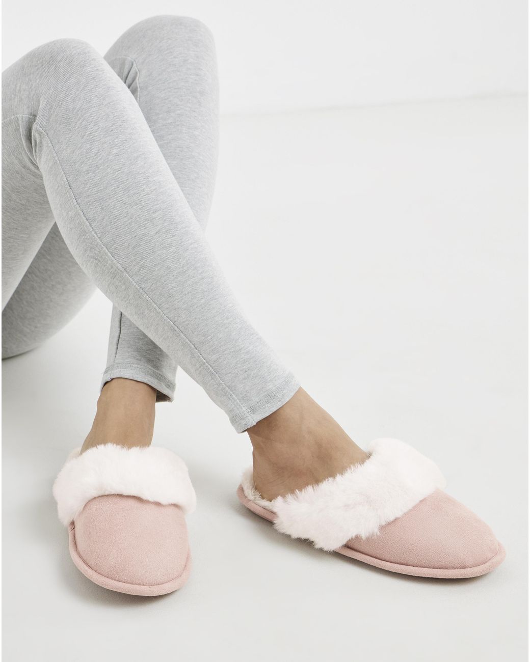 Simply Be Pink Closed Toe Mule Slippers Ex Wide