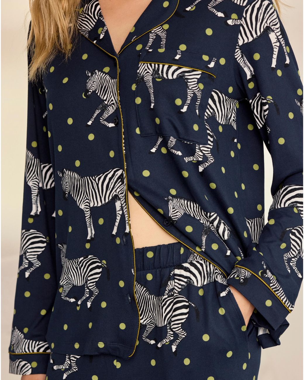 Chelsea Peers Blue Classic Long Button Up Set