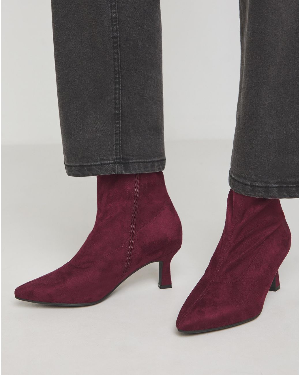 JD Williams Red Kitten Heel Sock Boot E Fit