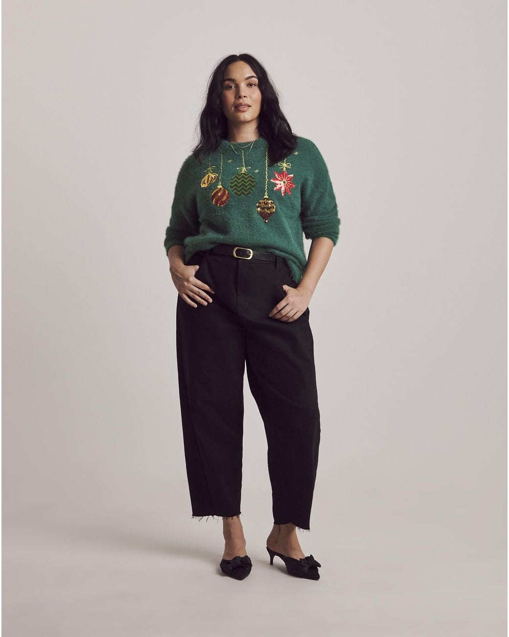 Julipa Green Christmas Bauble Fluffy Jumper