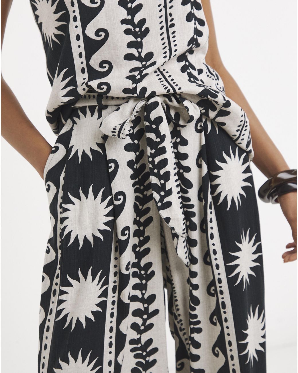 Simply Be Black Mono Printed Palazzo Trouser