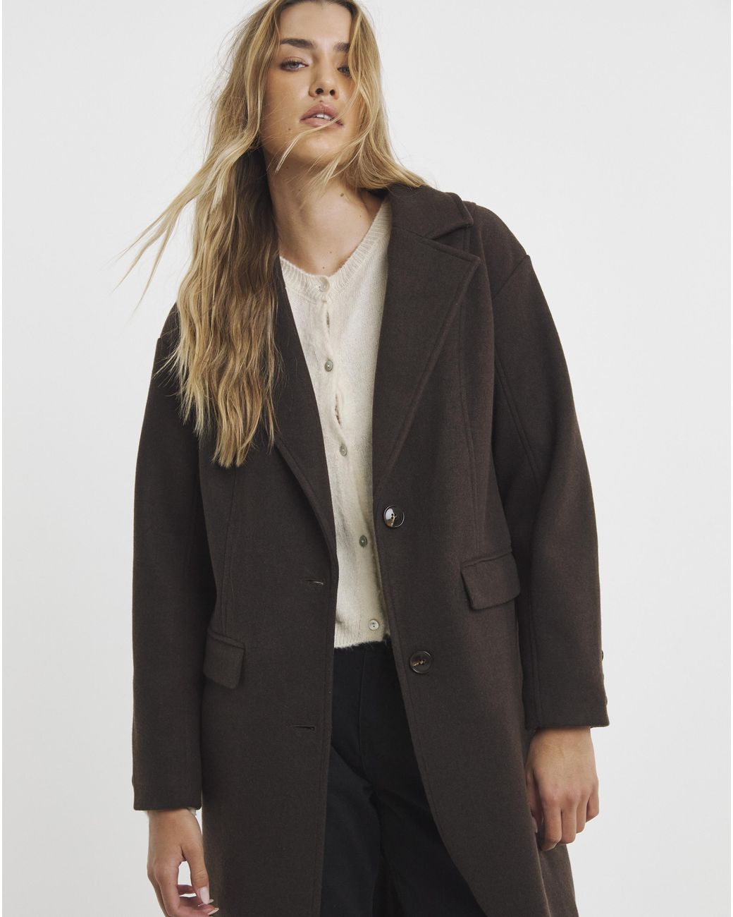 Simply Be Brown Midaxi Faux Wool Coat