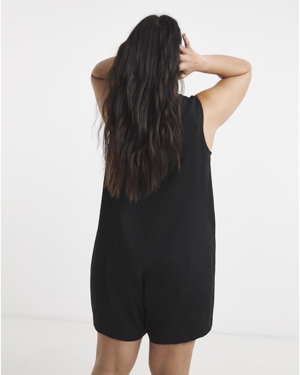 Simply Be Black Linen Playsuit