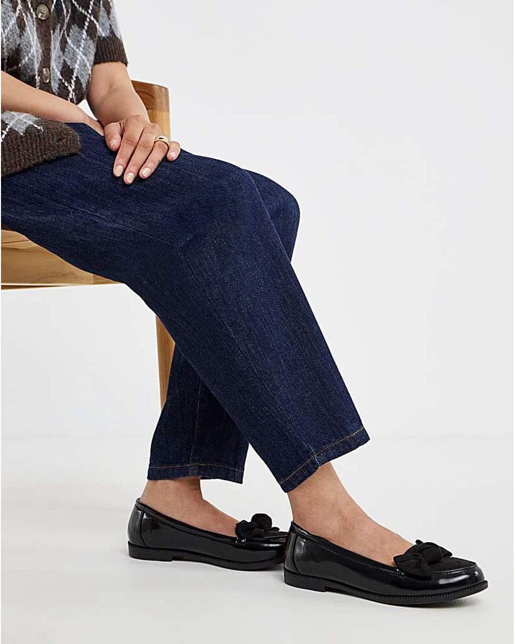 Simply Be Blue Bow Detail Flat Shoe Extra Wide
