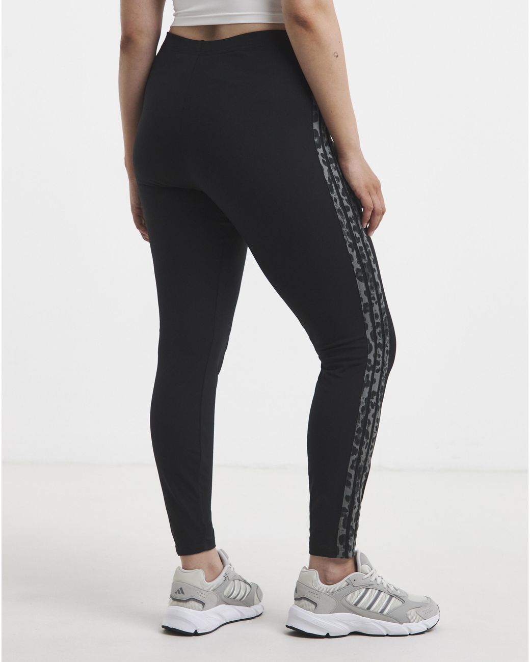 Adidas Black 3 Stripe Leopard Print Legging