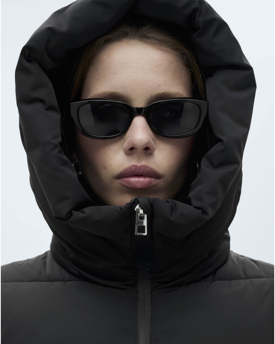 Mango Blue Quilted Anorak Puffer With Hood