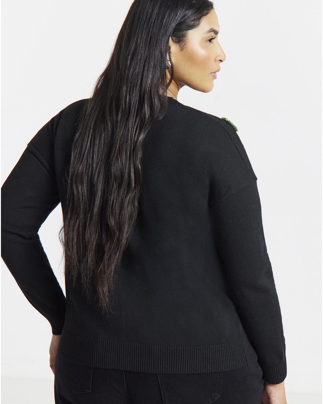 Simply Be Black Embellished Cherry Cardigan