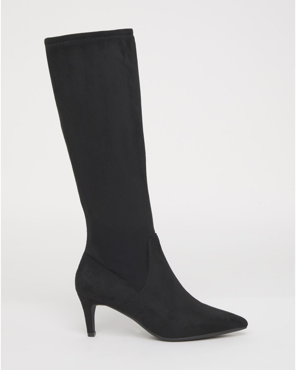 JD Williams White Kitten Heel Knee High Sock Boot E C