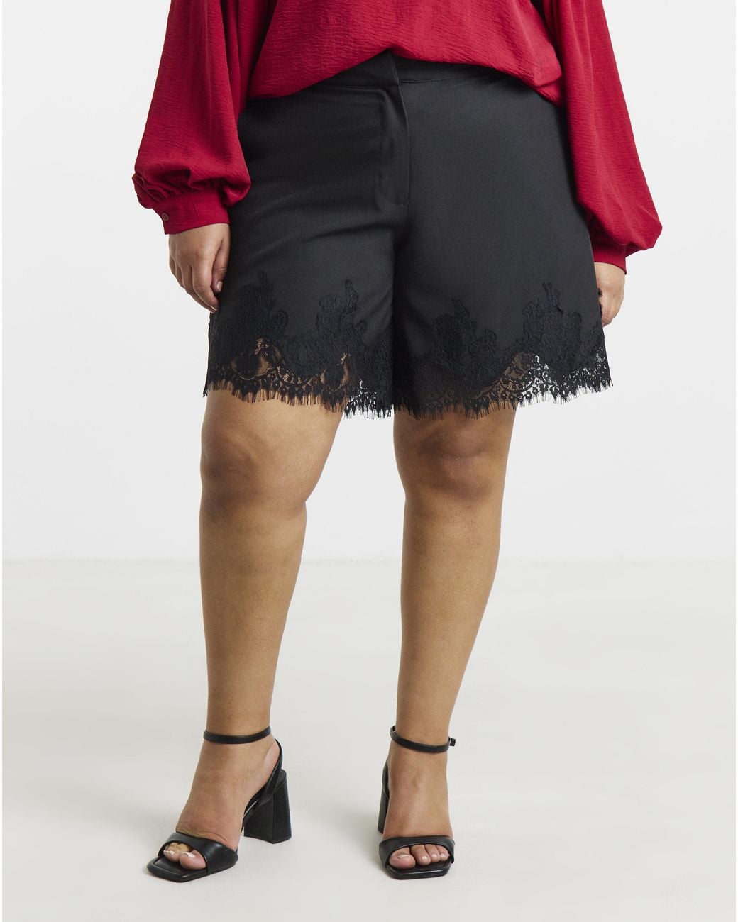 Simply Be Red Lace Trim Short
