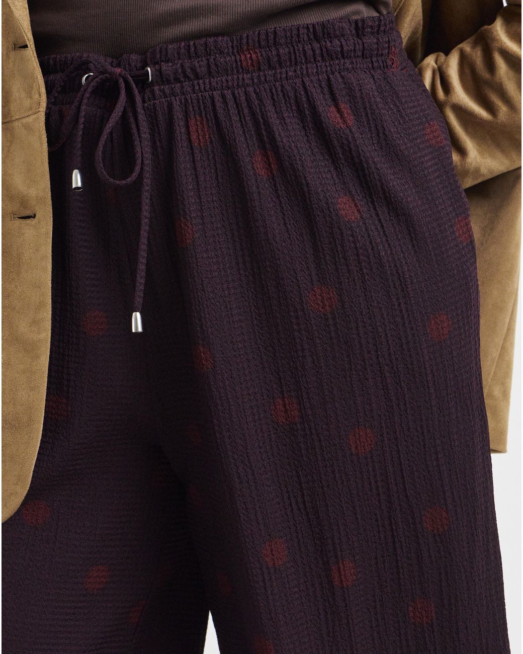 Simply Be White Spot Textured Waffle Trouser