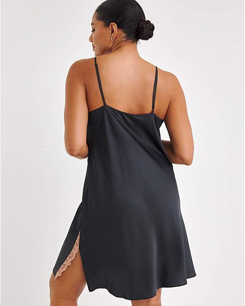 Figleaves Blue Stretch Satin Lace Chemise