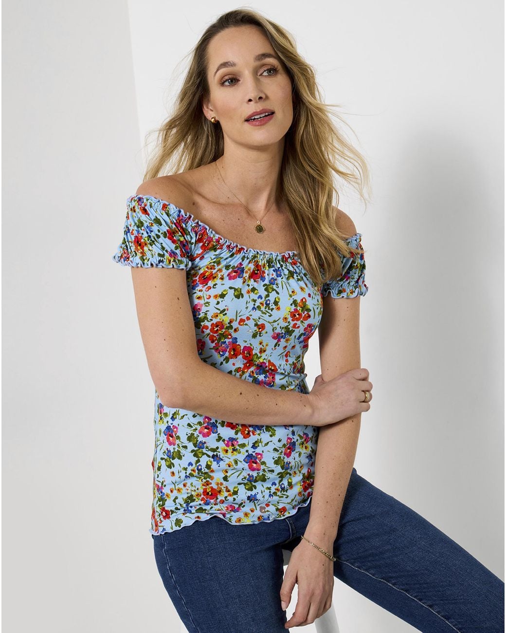 Joe Browns Blue Jb Ditsy Dream Printed Boho Top
