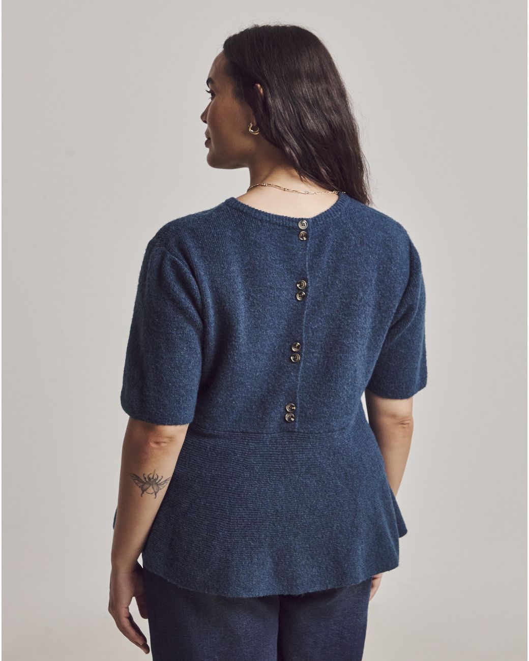 Julipa Blue Peplum Short Sleeve Jumper
