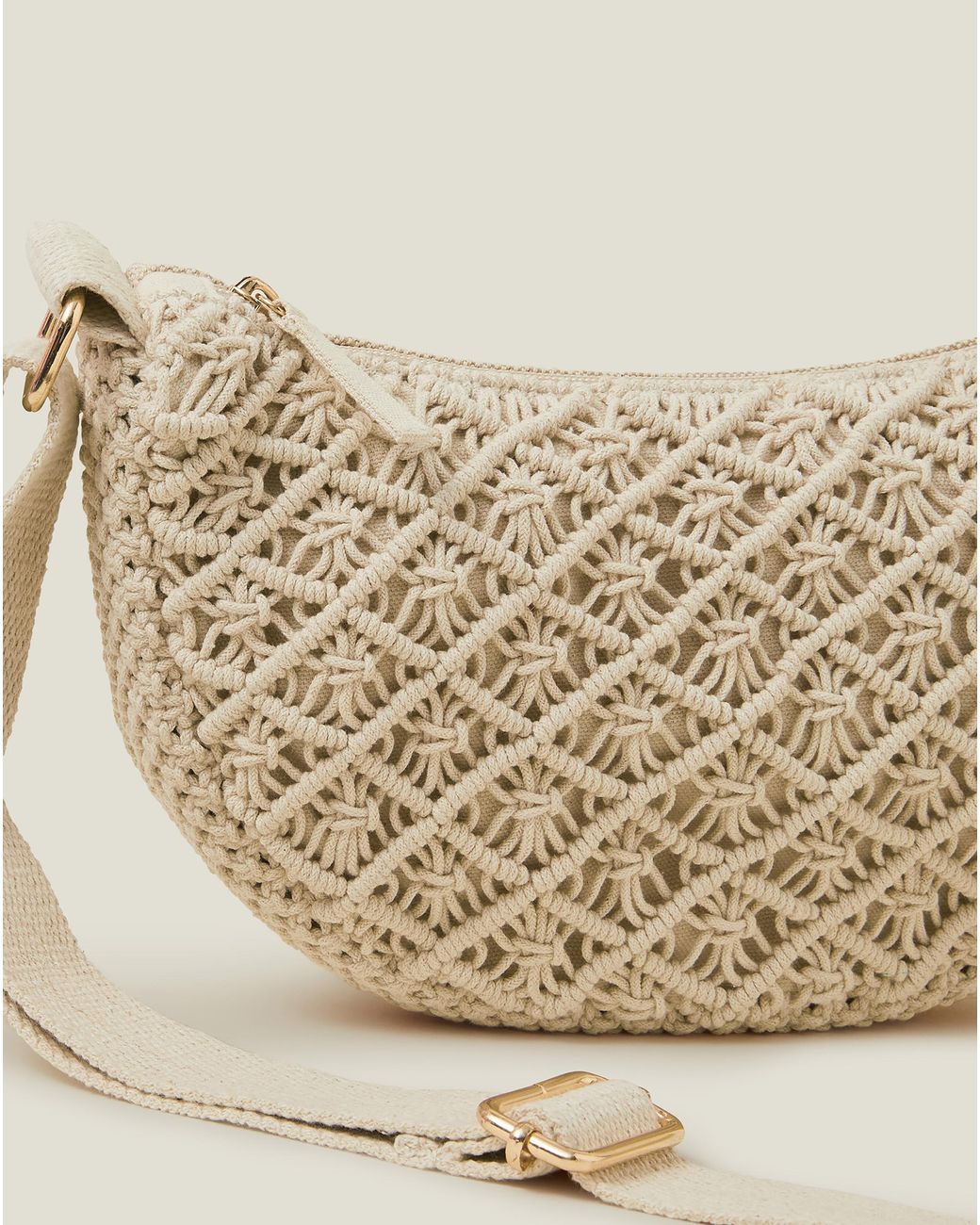 Accessorize Natural Macrame Sling Cross-Body Bag