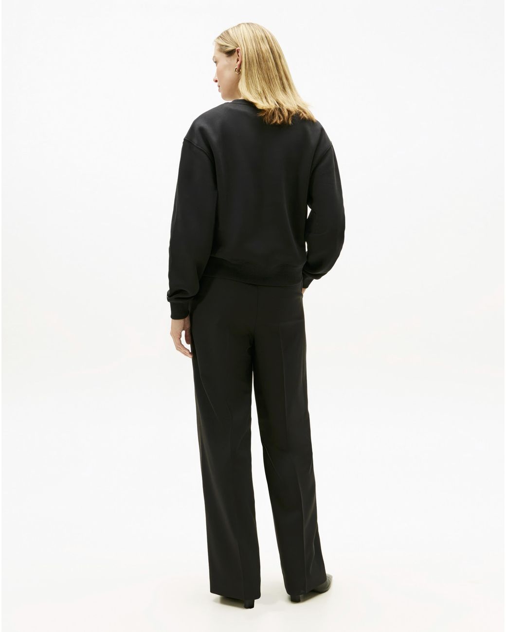 Tommy Hilfiger Black Logo Embroidery Fleece Sweatshirt