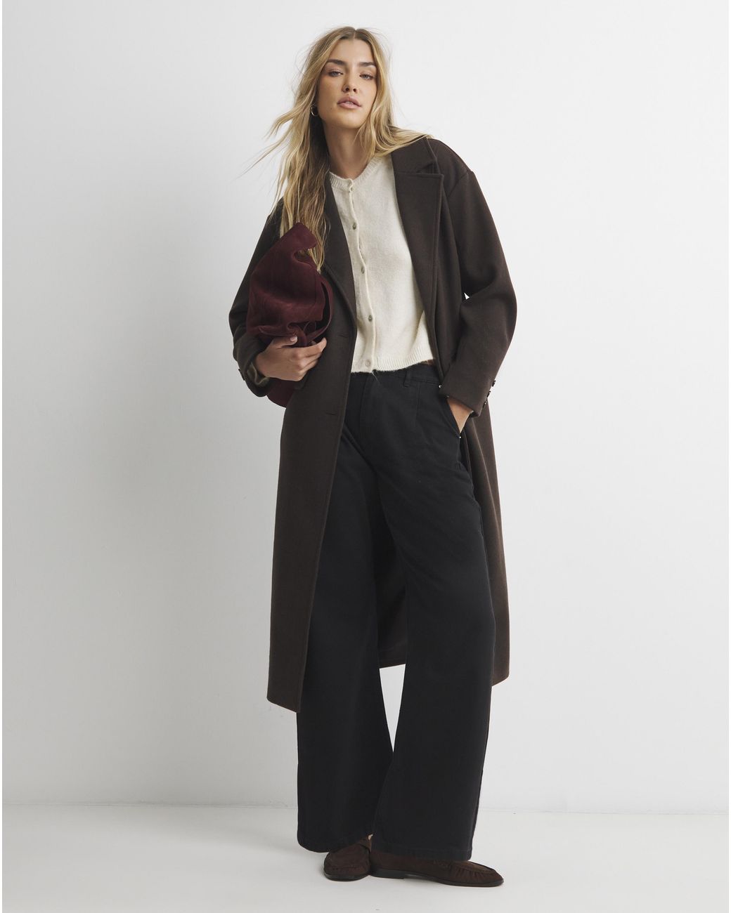 Simply Be Brown Midaxi Faux Wool Coat