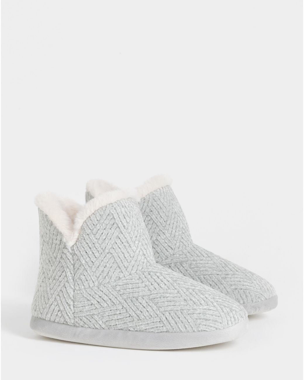JD Williams Gray Knitted Bootie Slipper Wide