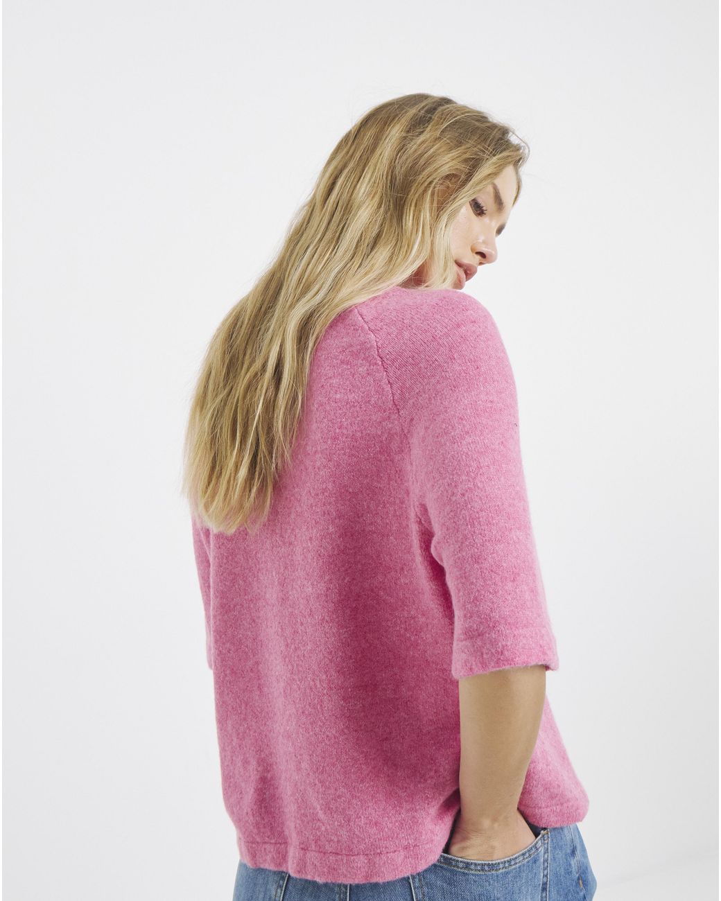 Simply Be Pink Cherry Placement Print Knitted T-Shirt